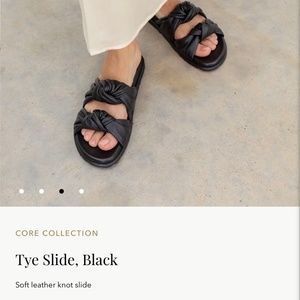 Dear Frances Tye Slide Black Knotted Leather Sandals